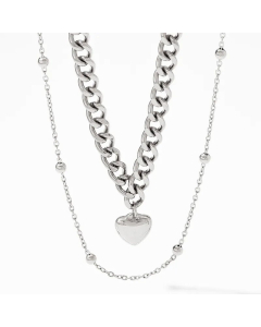Casual Layered Heart Shape Stainless Steel Titanium Steel Plating Necklaces Colorza