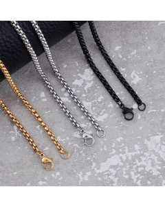 Plain Solid Color Square Pearl Chain Titanium Steel Plating Necklace Colorza CA07825368