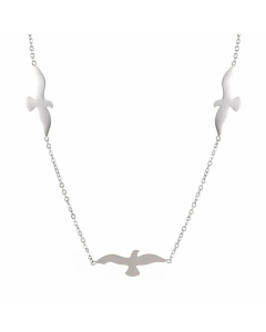 Minimalism Heart Shape Bird Stainless Steel Pendant Necklace Colorza