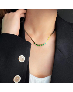 Luxurious Water Droplets Titanium Steel Inlay Zircon Necklace Colorza