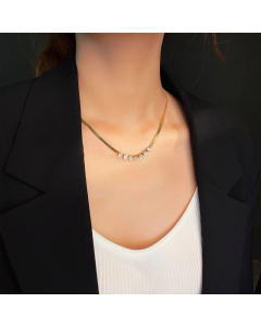 Luxurious Water Droplets Titanium Steel Inlay Zircon Necklace Colorza