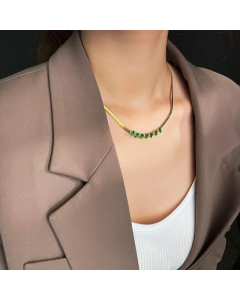 Luxurious Water Droplets Titanium Steel Inlay Zircon Necklace Colorza
