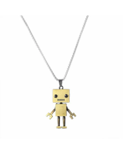 Hip-Hop Cute Robot Pendant Titanium Steel Three-Dimensional Necklace Colorza