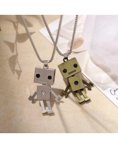 Hip-Hop Cute Robot Pendant Titanium Steel Three-Dimensional Necklace Colorza