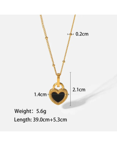 Retro Enamel Heart Shape Pendant Titanium Steel Plating Necklace