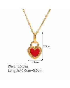 Retro Enamel Heart Shape Pendant Titanium Steel Plating Necklace