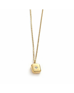 Minimalism Square Water Droplets Plating Inlay Rhinestones Pendant Stainless Steel Necklace Colorza