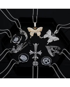 Casual Plating Inlay Artificial Gemstones Butterfly Stainless Steel Pendant Necklace Colorza