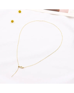 Plain Solid Color Cross Chain Titanium Steel Plating Bead Necklace Colorza -Gold Color-01