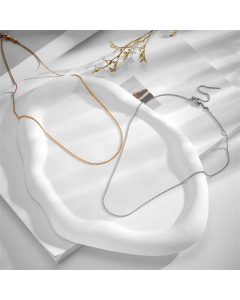 Plain Solid Color Cross Chain Titanium Steel Plating Bead Necklace Colorza 