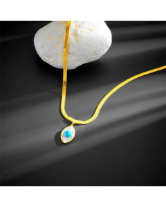 Fashion Plating Inlay Shell Eye Pendant Titanium Steel Necklace Colorza