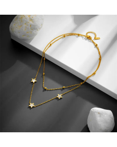 Elegant Layered Star Titanium Steel Plating Inlay Shell Necklaces Colorza