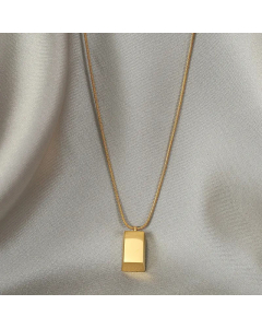 Minimalism Rectangle Pendent Titanium Steel Sweater Chain Necklace Colorza 
