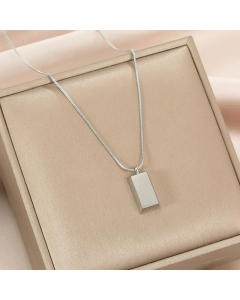 Minimalism Rectangle Pendent Titanium Steel Sweater Chain Necklace Colorza 