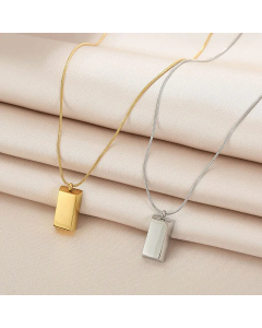 Minimalism Rectangle Pendent Titanium Steel Sweater Chain Necklace Colorza 