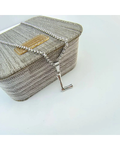Minimalism Letter Pendant Titanium Steel Polishing Necklace Colorza CA07830002