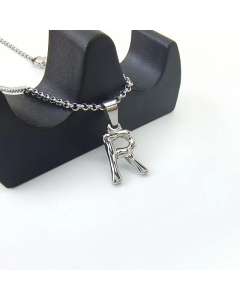 Minimalism Letter Pendant Titanium Steel Polishing Necklace Colorza CA07830002