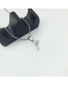 Minimalism Letter Pendant Titanium Steel Polishing Necklace Colorza CA07830002