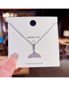 Refined Star Animal Inlay Zircon Titanium Steel Necklace Colorza CA07830003