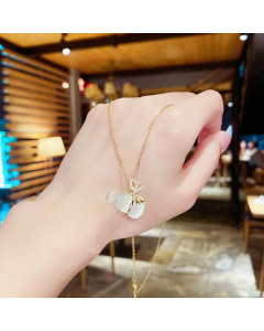 Fashion Planet Heart Bear Smiley Pendant Stainless Steel Plating Zircon Inlaid Necklace Colorza