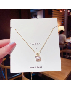 Popular Butterfly Bow Knot Rabbit Titanium Steel Zircon Inlaid Gold Pendant Necklace Colorza