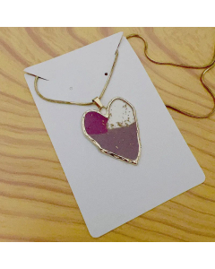 Novelty Animal Heart Shape Butterfly Stainless Steel Epoxy Pendant Necklace Colorza CA07830009