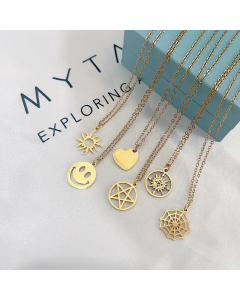 Minimalism Spider Web Heart Sun Plating PendantStainless Steel Titanium Steel Necklace CA07830010