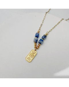 Devil's Eye Rectangle Stainless Steel Titanium Steel Beaded Plating Pendant Necklace CA07830014