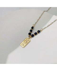 Devil's Eye Rectangle Stainless Steel Titanium Steel Beaded Plating Pendant Necklace CA07830014