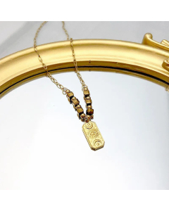 Devil's Eye Rectangle Stainless Steel Titanium Steel Beaded Plating Pendant Necklace CA07830014