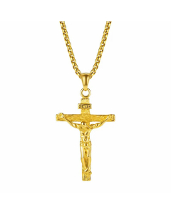 Hip-Hop Cross Pendant Stainless Steel Titanium Steel Plating Necklace Colorza CA07830019