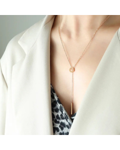 Minimalism Circle Square Titanium Steel Plating Necklace Colorza CA07830022