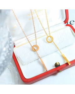 Minimalism Circle Square Titanium Steel Plating Necklace Colorza CA07830022