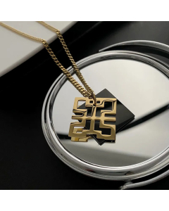 Casual Symmetrical Hollow Out Geometric Titanium Steel Pendant Necklace Colorza CA07830027