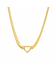 INS Style Korean Style Hollow Out Heart Shape Stainless Steel Plating Necklace Colorza CA07830029