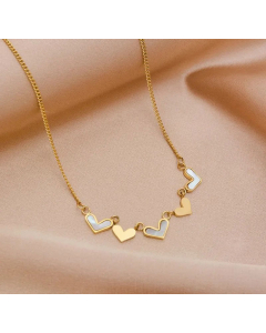 Fashion Heart Shape Inlay Shell Titanium Steel Necklace CA07830030