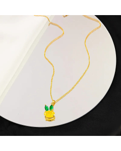 Cute Rabbit Plating Zircon Pendant Titanium Steel Necklace CA07830034
