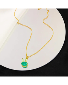Cute Rabbit Plating Zircon Pendant Titanium Steel Necklace CA07830034
