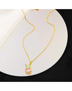 Cute Rabbit Plating Zircon Pendant Titanium Steel Necklace CA07830034