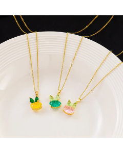 Cute Rabbit Plating Zircon Pendant Titanium Steel Necklace CA07830034
