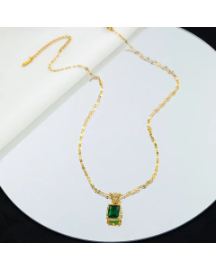Refined Square Leopard Head Plating Rhinestones Pendant Titanium Steel Necklace CA07830039
