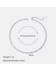 Plain Solid Color Figaro Chain Stainless Steel Plating Necklace CA07830044