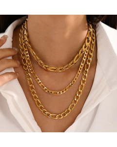 Plain Solid Color Figaro Chain Stainless Steel Plating Necklace CA07830044