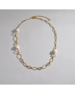 Minimalism Pearl Chain Stainless Steel Plating Necklace Colorza CA07830045