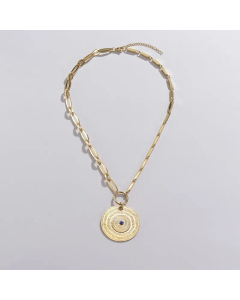 Vintage Style Round Pendant Stainless Steel Plating Necklace CA07830048