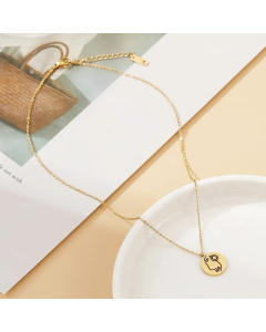 Cute Round Square Titanium Steel Plating Pendant Necklace Colorza CA07830049