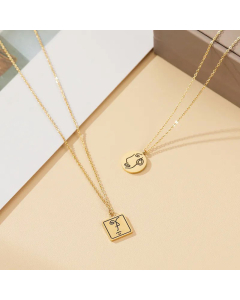 Cute Round Square Titanium Steel Plating Pendant Necklace Colorza CA07830049