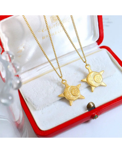Cute Pentagram Sun Moon Pendant Titanium Steel Plating Necklace Colorza CA07830053