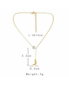 Temperament Moon Titanium Steel Plating Pearl Necklace Colorza CA07830060