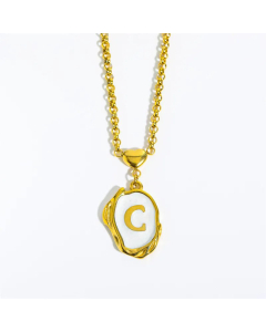 Fashion Letter Heart Pendant Stainless Steel Plating Sheel Necklace CA07830061